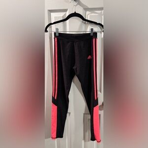 Adidas Kids Leggings Black with Pink Stripes